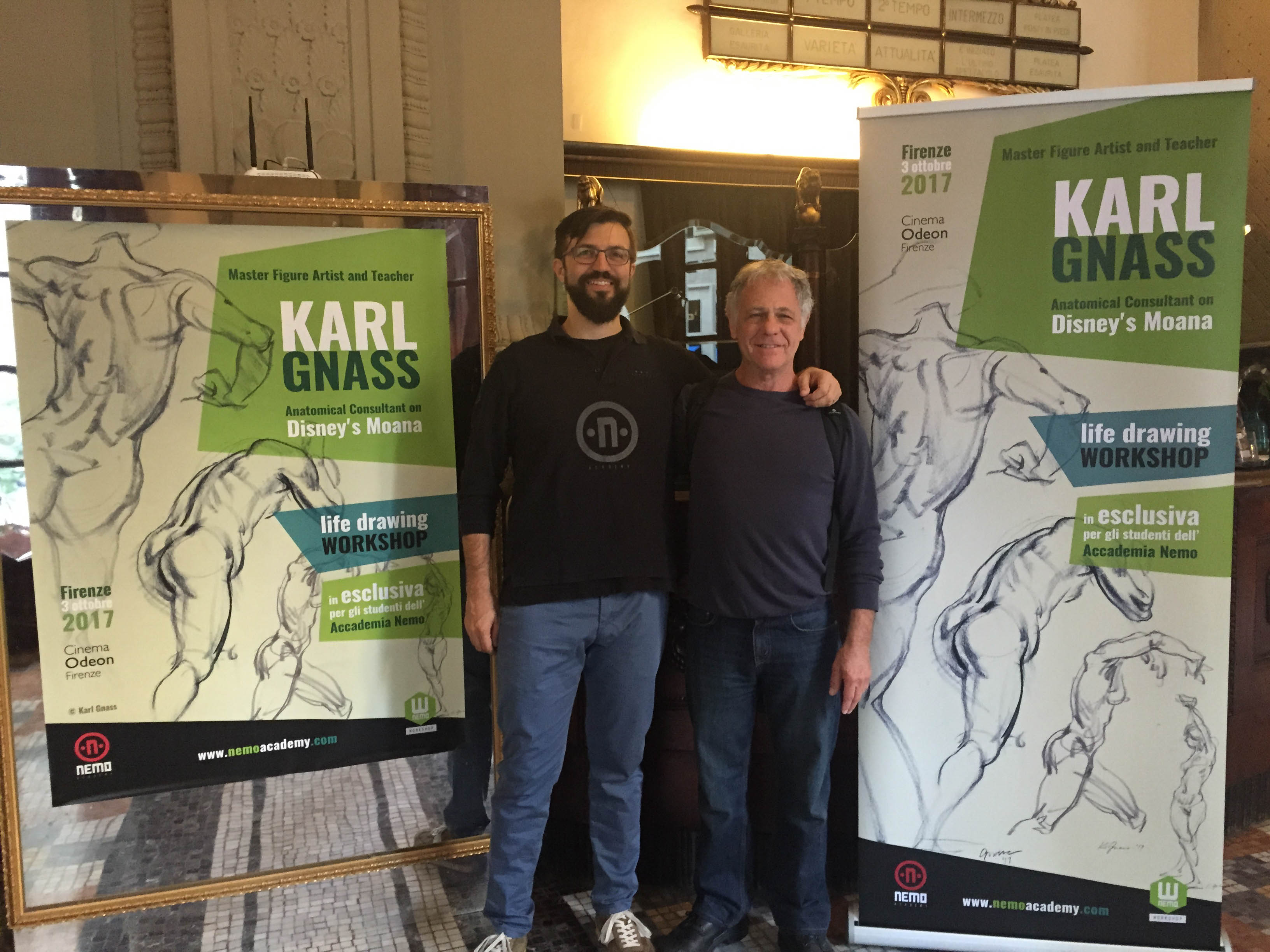 Karl's full day workshop to students of Nemo Academy of Digital Arts at The Cinema Teatro Odeon in Florence, Italy